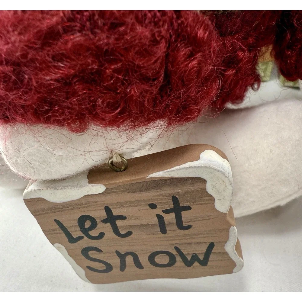 Lot of 3 Skating Snow Person Plush Decor Figures Bucket Sign Garland Skates 9.5